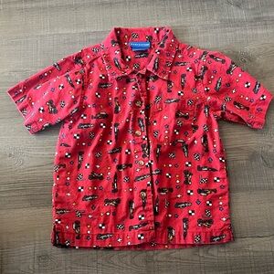 Curfew Red Patterned Casual Button Down Shirt